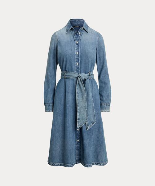 ローレンラルフローレン　デニムシャツドレス ベルテッド コットン デニム シャツドレス（ワンピース）｜POLO