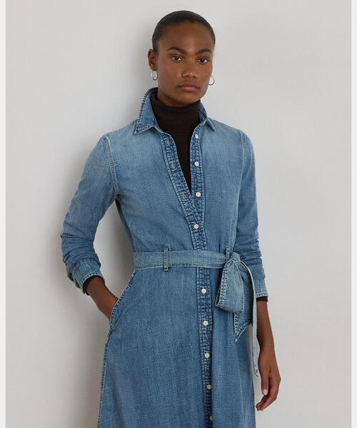 ベルテッド デニム シャツドレス（シャツワンピース）｜LAUREN RALPH