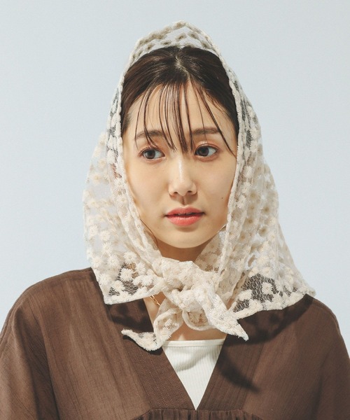 GLOBAL WORK（グローバルワーク）の「マルチレース三角スカーフ/577286（ストール/ショール・レディース・ホワイト/オフホワイト・FREE）」の20枚目の写真