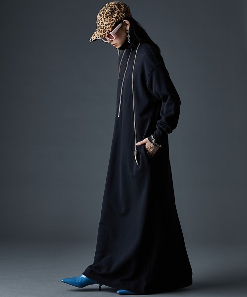 GEVS.(ジェイヴィス)の「綿100%ハーフジップ裏毛マキシワンピース<大きいサイズ有>GEVS.(ワンピース・レディース・杢グレー/ブラック/テラコッタ・M/L/LL/3L/4L/5L)」の22枚目の写真