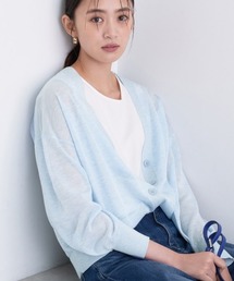 【程よいシアー素材/洗える】バイカラーラメカーディガン