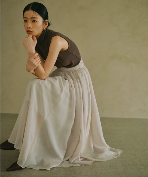 エアリーフレアスカート ライトベージュ エアリーフレアスカート（スカート）｜anuans（アニュアンス）の