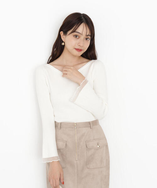 PROPORTION BODY DRESSING（プロポーションボディドレッシング）の「＜ハンドウォッシャブル＞ハートネック部分シアースリーブニット / 1215270922（ニット/セーター・レディース・ピンク/ブルー/ダークグレー/ホワイト系その他/ブラウン系その他・SMALL/MEDIUM）」の9枚目の写真