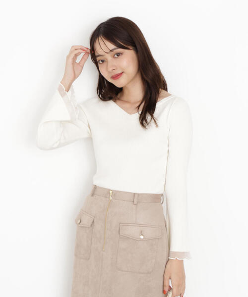 PROPORTION BODY DRESSING（プロポーションボディドレッシング）の「＜ハンドウォッシャブル＞ハートネック部分シアースリーブニット / 1215270922（ニット/セーター・レディース・ピンク/ブルー/ダークグレー/ホワイト系その他/ブラウン系その他・SMALL/MEDIUM）」の12枚目の写真