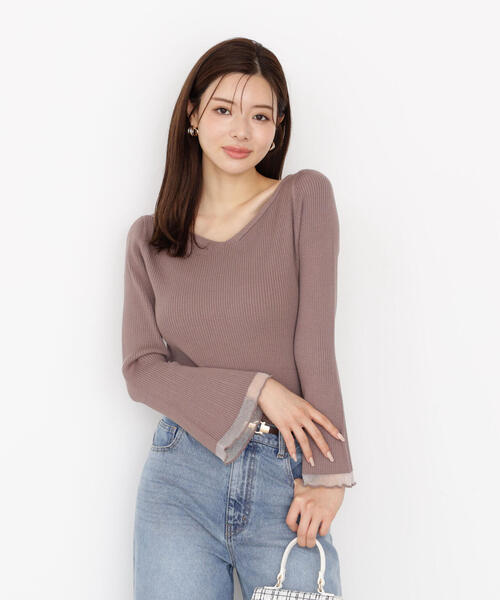 PROPORTION BODY DRESSING（プロポーションボディドレッシング）の「＜ハンドウォッシャブル＞ハートネック部分シアースリーブニット / 1215270922（ニット/セーター・レディース・ピンク/ブルー/ダークグレー/ホワイト系その他/ブラウン系その他・SMALL/MEDIUM）」の6枚目の写真