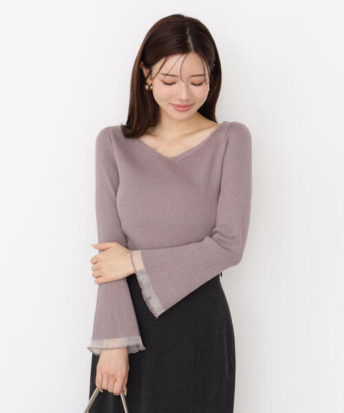 PROPORTION BODY DRESSING（プロポーションボディドレッシング）の「＜ハンドウォッシャブル＞ハートネック部分シアースリーブニット / 1215270922（ニット/セーター・レディース・ピンク/ブルー/ダークグレー/ホワイト系その他/ブラウン系その他・SMALL/MEDIUM）」の5枚目の写真