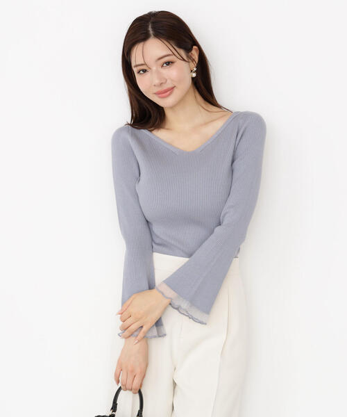 PROPORTION BODY DRESSING（プロポーションボディドレッシング）の「＜ハンドウォッシャブル＞ハートネック部分シアースリーブニット / 1215270922（ニット/セーター・レディース・ピンク/ブルー/ダークグレー/ホワイト系その他/ブラウン系その他・SMALL/MEDIUM）」の4枚目の写真