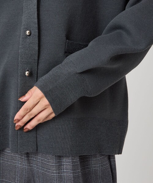 【新品】green label relaxing パフニットカーディガン グレー W/AC パフニット Vネック カーディガン