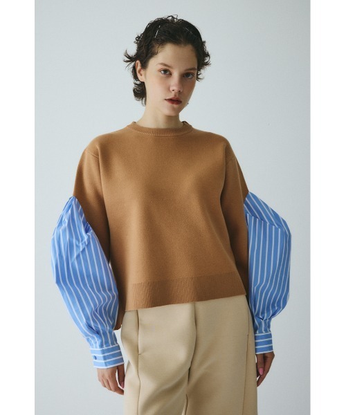 HeRIN.CYE(ヘリンドットサイ)の「Docking knit tops ドッキングニットトップス(ニット/セーター・レディース・グレー/ベージュ/ブラック・FREE)」の3枚目の写真