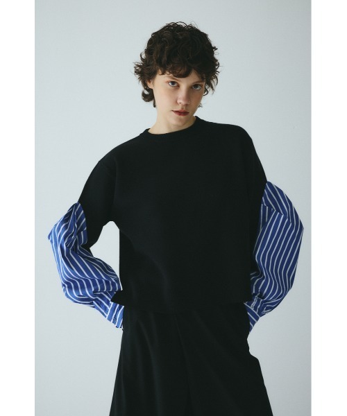 HeRIN.CYE(ヘリンドットサイ)の「Docking knit tops ドッキングニットトップス(ニット/セーター・レディース・グレー/ベージュ/ブラック・FREE)」の2枚目の写真