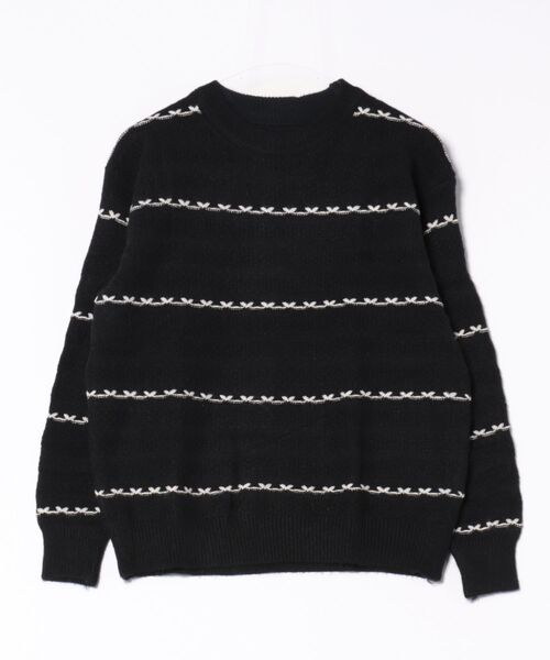 Lace Ladies(レースレディース)の「クルーネック 配色 ライン 長袖 ニット プルオーバー(ニット/セーター・レディース・アイボリー/パープル/ベージュ/ワインレッド/ブラック・FREE)」の20枚目の写真