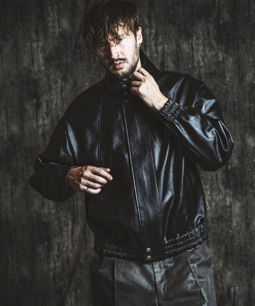 セール】【NO ID.】Synthetic Leather Big Track Blouson