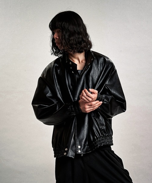 NO ID. レザー トラックジャケット 試着程度 セール】【NO ID.】Synthetic Leather Big Track Blouson