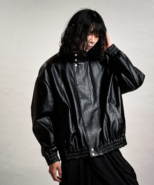 NO ID.（ノーアイディ）の「【NO ID.】Synthetic Leather Big Track Blouson / シンセティック レザー ビッグ トラック ブルゾン（ブルゾン・メンズ・ブラック・ONE SIZE）」の16枚目の写真