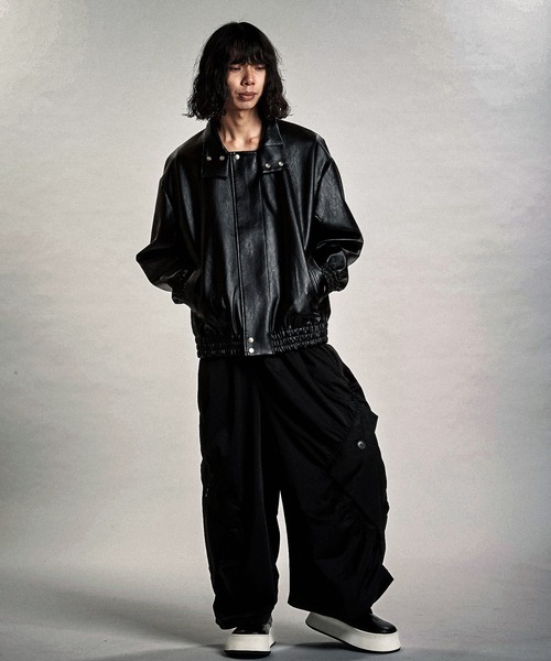 NO ID.（ノーアイディ）の「【NO ID.】Synthetic Leather Big Track Blouson / シンセティック レザー ビッグ トラック ブルゾン（ブルゾン・メンズ・ブラック・ONE SIZE）」の20枚目の写真