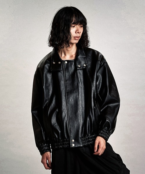 NO ID.（ノーアイディ）の「【NO ID.】Synthetic Leather Big Track Blouson / シンセティック レザー ビッグ トラック ブルゾン（ブルゾン・メンズ・ブラック・ONE SIZE）」の9枚目の写真