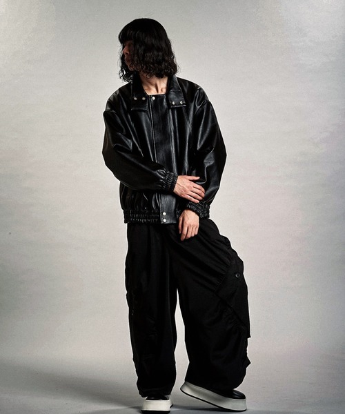 NO ID.（ノーアイディ）の「【NO ID.】Synthetic Leather Big Track Blouson / シンセティック レザー ビッグ トラック ブルゾン（ブルゾン・メンズ・ブラック・ONE SIZE）」の11枚目の写真