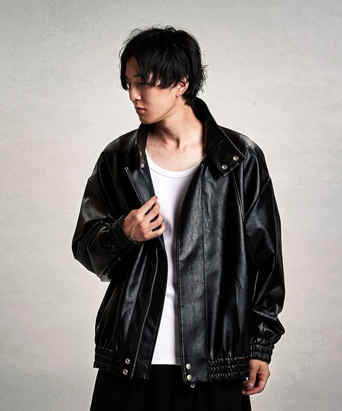 NO ID.（ノーアイディ）の「【NO ID.】Synthetic Leather Big Track Blouson / シンセティック レザー ビッグ トラック ブルゾン（ブルゾン・メンズ・ブラック・ONE SIZE）」の14枚目の写真