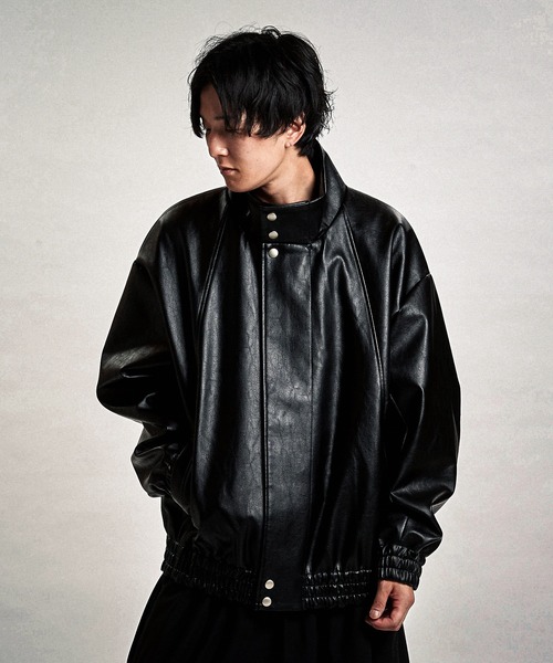 NO ID. レザー トラックジャケット 試着程度 セール】【NO ID.】Synthetic Leather Big Track Blouson