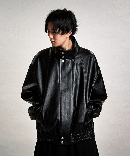 ★新品！★名手Ｔエルソン氏設計★ナノテクノロジー★東レのナノ素材★９ｆｔ送料込 セール】【NO ID.】Synthetic Leather Big Track Blouson