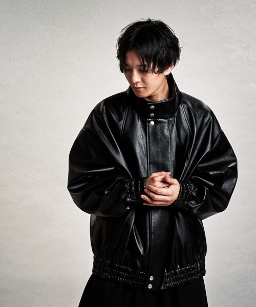 NO ID.（ノーアイディ）の「【NO ID.】Synthetic Leather Big Track Blouson / シンセティック レザー ビッグ トラック ブルゾン（ブルゾン・メンズ・ブラック・ONE SIZE）」の6枚目の写真