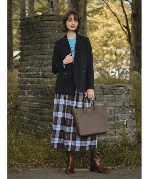 DRESSTERIOR（ドレステリア）の「チェックタックソフトプリーツスカート（スカート・レディース・ワイン系1/キャメル・38/36/34/40）」の20枚目の写真