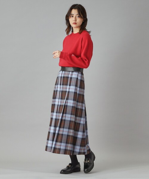 DRESSTERIOR（ドレステリア）の「チェックタックソフトプリーツスカート（スカート・レディース・ワイン系1/キャメル・38/36/34/40）」の9枚目の写真