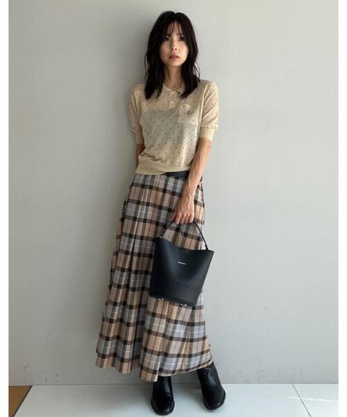 DRESSTERIOR（ドレステリア）の「チェックタックソフトプリーツスカート（スカート・レディース・ワイン系1/キャメル・38/36/34/40）」の16枚目の写真