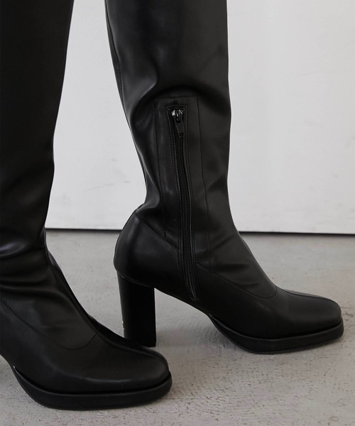 セール】【Luan】STRETCH LEATHER LONG BOOTS/ストレッチレザーロング