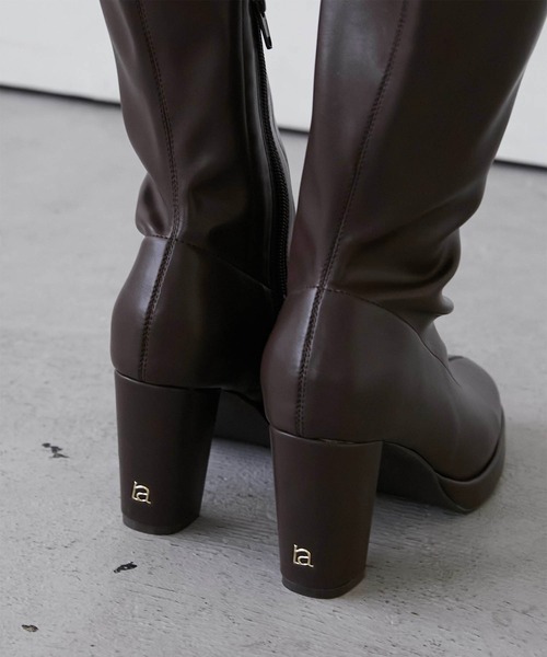 Luan(ルアン)の「【Luan】STRETCH LEATHER LONG BOOTS/ストレッチレザーロングブーツ(ブーツ・レディース・ブラック/ブラウン・23/22/21)」の5枚目の写真