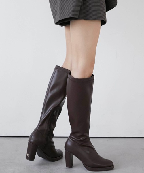 Luan(ルアン)の「【Luan】STRETCH LEATHER LONG BOOTS/ストレッチレザーロングブーツ(ブーツ・レディース・ブラック/ブラウン・23/22/21)」の6枚目の写真