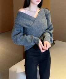 フロントクロスデザインニット
