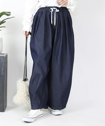 ギャザーボリュームイージーデニムパンツ