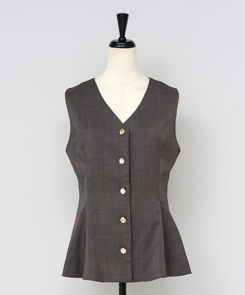 セール】【骨格ストレートさん向け】ウエストシェイプゴールドボタン