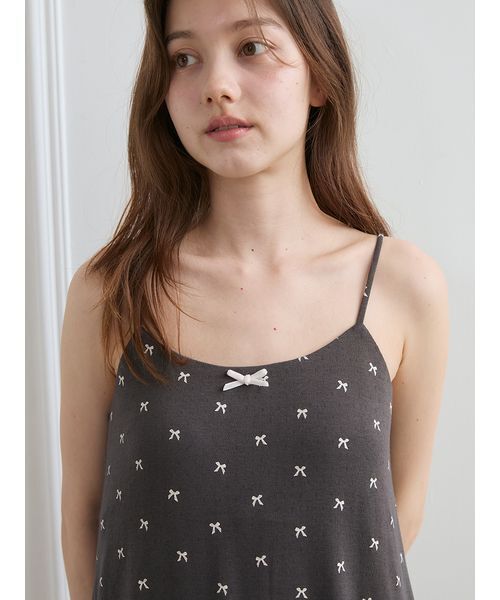 セール】針抜きリボン柄カップインキャミソール（ルームウェア