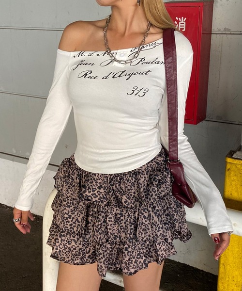 non-hedge(ノンヘッジ)の「ロゴオフショルダーロンT(Tシャツ/カットソー・レディース・オフホワイト/ブラック/グレー/ネイビー/ブラウン・FREE)」の2枚目の写真
