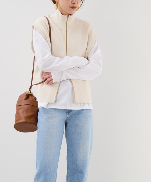 MICA&DEAL（マイカ＆ディール）の「ジップアップ畦ニットベスト