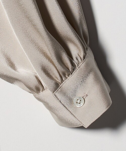 サテン スタンドネック ギャザー ブラウス（シャツ/ブラウス）｜green