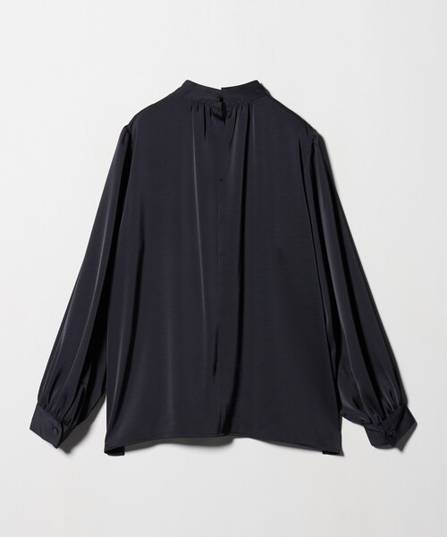 サテン スタンドネック ギャザー ブラウス（シャツ/ブラウス）｜green