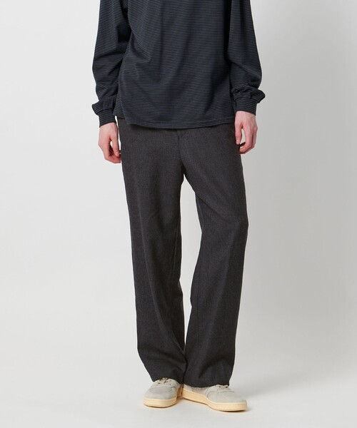 District＞ウールギャバジン ウォッシュド ワイドノープリーツパンツ