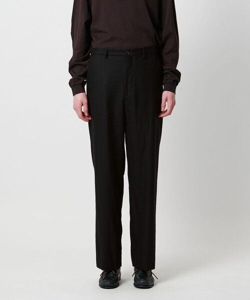 District＞ウールギャバジン ウォッシュド ワイドノープリーツパンツ