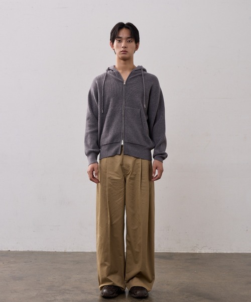 THE CLE（ザクレ）の「DOUBLE ZIP KNIT HOODIE（ニット/セーター・メンズ・グレー/ブラック・1/2）」の11枚目の写真