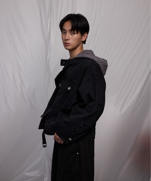 THE CLE（ザクレ）の「DOUBLE ZIP KNIT HOODIE / ダブルジップニットフーディー【ダブルジップ】【フード】 ニットパーカー カーディガン トップス メンズ（ニット/セーター・メンズ・グレー/ブラック・1/2）」の16枚目の写真