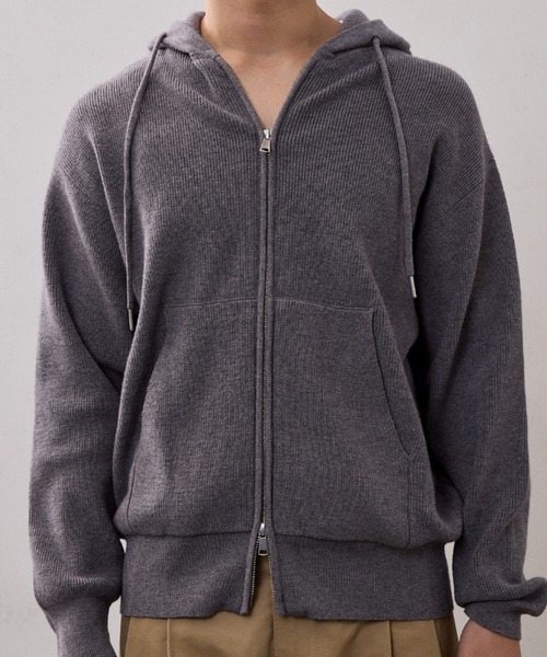 THE CLE（ザクレ）の「DOUBLE ZIP KNIT HOODIE / ダブルジップニットフーディー【ダブルジップ】【フード】 ニットパーカー カーディガン トップス メンズ（ニット/セーター・メンズ・グレー/ブラック・1/2）」の20枚目の写真