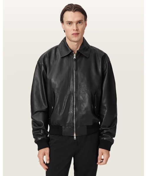 ALLSAINTS(オールセインツ)の「MARCO OVERSIZED LEATHER BOMBER JACKET | MARCO オーバーサイズ レザー ボンバー ジャケット(MA-1・メンズ・ブラック・L/S/XL)」の1枚目の写真