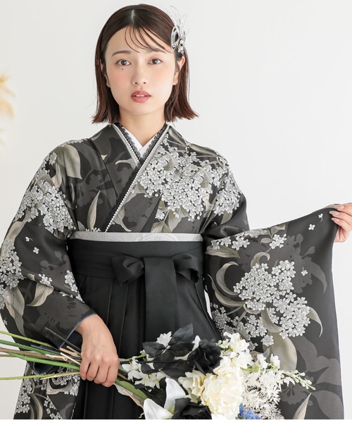 セール】レディース袴セット 卒業式 女性 4点セット「二尺袖+袴+袴下帯