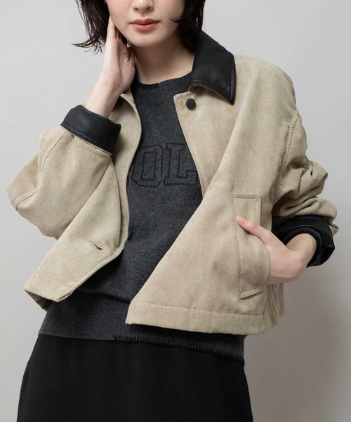 Munich（ミューニック）の「ナノコーデュロイ＆デニム×Octaショートカバーオール（カバーオール・レディース・ブラック/アイボリー/インディゴブルー/グレイッシュベージュ・S/XS）」の3枚目の写真