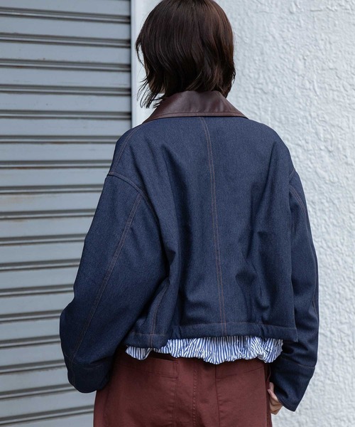 Munich（ミューニック）の「ナノコーデュロイ＆デニム×Octaショートカバーオール（カバーオール・レディース・ブラック/アイボリー/インディゴブルー/グレイッシュベージュ・S/XS）」の7枚目の写真