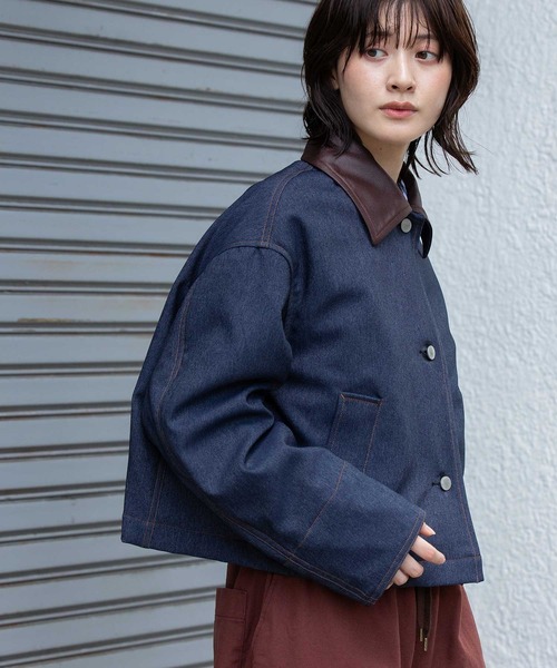 Munich（ミューニック）の「ナノコーデュロイ＆デニム×Octaショートカバーオール（カバーオール・レディース・ブラック/アイボリー/インディゴブルー/グレイッシュベージュ・S/XS）」の15枚目の写真