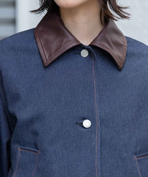 Munich（ミューニック）の「ナノコーデュロイ＆デニム×Octaショートカバーオール（カバーオール・レディース・ブラック/アイボリー/インディゴブルー/グレイッシュベージュ・S/XS）」の16枚目の写真